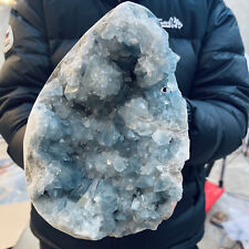 8lb Large Natural Blue Celestite Crystal Geode Quartz Cluster Mineral Specimen picture