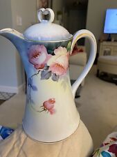 Vintage Noritake Chocolate Coffee Tea Pot 9.75 in. Handpainted Floral Porcelain picture