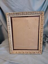 Vintage 1960’s Frosted Metal Filigree Picture Photo Frame 16x13 Free standing  picture