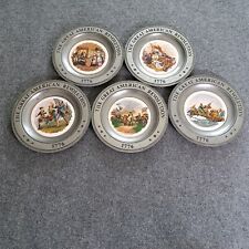 1776 Bicentennial The Great American Revolution Pewter Plates Set Of 5 picture