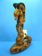 Alaska Black Diamond Totem Pole Whale Song Signed Authentic Hand Carved By Moore picture