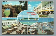 Mackinac Island Michigan MI Multiview Vintage Chrome Postcard Posted 1994 picture