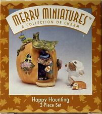 HALLMARK Merry Miniatures Happy Haunting 2 Pc Set Halloween Ghost Mouse 1996 NEW picture