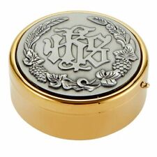 IHS Grapes and Wheat Pyx Holds 60 Hosts Container for Home or Hospital, 3 1/4 In picture