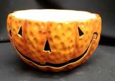 Morgue Sale: Halloween BIG GRIN Pumpkin Small Serving Candy Bowl Retired 2015 picture