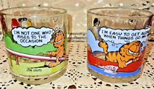 Pair of Anchor Hocking Garfield & Odie Glass Coffee Mugs Cartoon Style 7 oz. picture