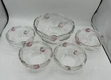 Calla Lily 5 Piece Vintage Mikasa Tivoli Walther Clear Glass Round Bowls picture