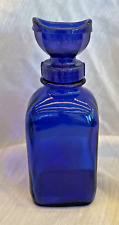 Vintage Wyeth Bottle Cobalt Blue Glass Plastic Screw Top Eye Wash Cup picture
