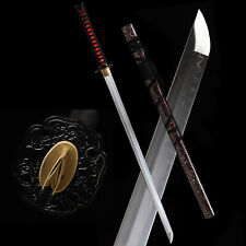 Straight Clay Temperped T10 Steel Japanese Samurai Ninja Sword Katana Sharp picture