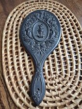 Antique Victorian Carved Gutta Percha Hand Mirror Eagle, Cherubs & Greek Goddess picture
