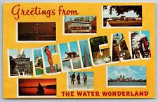 Greetings From Michigan the Water Wonderland Large Letter Postcard picture