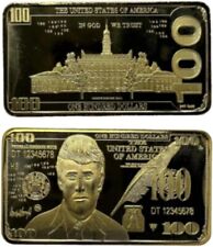 Donald Trump 24K Gold Plated $100 Bar - Collectible Coin/Bar In Protective Case picture