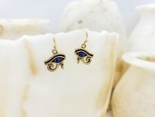 Rare Egyptian Eye of Horus Earrings with Lapis Lazuli Antique Gold Plat  Handmad picture