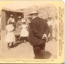 PRES McKINLEY, A Miners Daughter Photographing the Pres, Arizona--Stereoview T26 picture