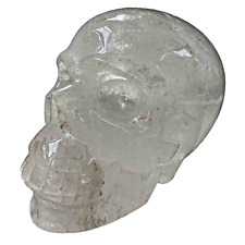 Natural Clear White Quartz Hand Carved Maya Crystal Skull Reiki Healing 2040G picture