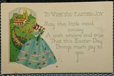 c.1900's Easter Joy Little Maid Beautiful Poetic Antique Postcard picture