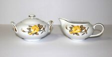 Sango Cotillion Yellow Rose Coupe 3-Piece Creamer and Sugar Bowl with Lid, Japan picture