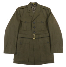 USMC Alpha Coat 45 Long US Marine Dress Jacket Green Poly/Wool Uniform w/Belt picture