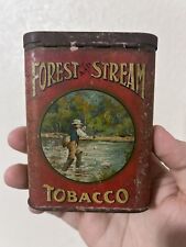VINTAGE ADVERTISING EMPTY FOREST AND STREAM VERTICAL POCKET TOBACCO TIN  D-148 picture