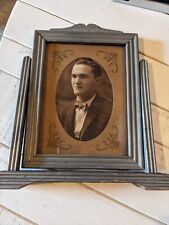 Antique Wooden Swivel Frame 10x10 With Antique Photo picture
