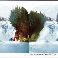 c1900s Mysterious Alice Bay, Alaska Unknown Christiana Falls AK Stereo Card V19 picture
