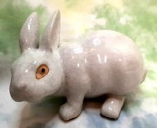 Vintage 1930's French Ceramic Pottery Rabbit Figurine~Crackeline Glaze 5.5