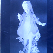 c.1900s Glass Plate Negative Genova Campo Santo, Girl Statue  4x5 picture