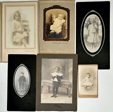 Lot of 6 Antique Late 1800s Cabinet Photos Of Children & Infants picture