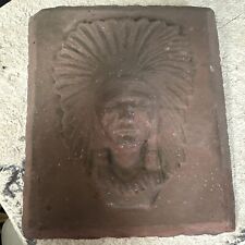 Rare Antique Pottery Tile Native American Indian Head Brick Terracotta Tile picture
