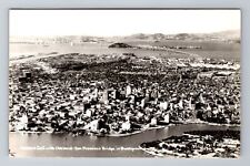Oakland CA-California RPPC, Aerial View With Bridge Background, Vintage Postcard picture