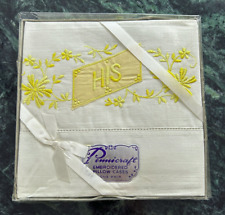 Vintage Pennicraft HIS HERS embroidered Pillow Cases NOS New Old Stock picture