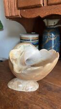 Antique Mother of Pearl Shell On Stand Bowl Planter Decor Scalloped picture