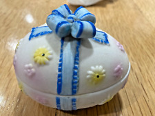 Lefton China  Vintage  Hand Painted  Egg Shaped  Trinket Box picture