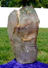 Water & Rutiles In Large Smoky Amethyst Elestial QUARTZ Crystal Point Enhydro picture
