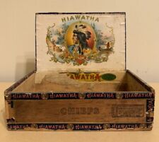 Antique Early Hiawatha Cigar Box Detroit Michigan Advertising Indian Tobacco  picture