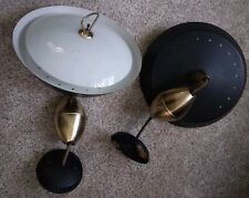 Vintage Retractable Ceiling Light Hanging Glass Saucer Fixture Pull Down UFO 50s picture
