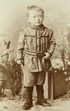 Vintage 1890s? Little Boy in Uniform Costume Fake Sword? Boots Germany CDV Card picture