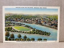 Wheeling Island & Ohio River Wheeling West Virginia Linen Postcard No 1635 picture