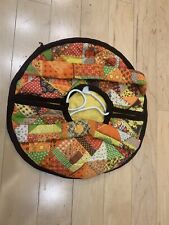 Vintage 70's Casserole Dish Carrier Round Quilt Insulated Cotton Fabric Bag Usa picture