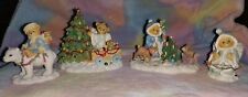 Cherished Teddies Lot of 4- Christmas: Angel, Polar Bear, Animals, Light up Tree picture