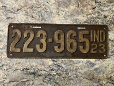 1923 INDIANA LICENSE PLATE   223 965  Great Patina picture