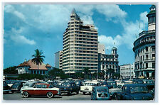 Singapore Postcard Asia Insurance Building Street Scene c1950's Posted picture
