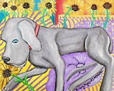 Weimaraner ORIGINAL 16x20 Painting on Canvas, Wall Art Home Decor, Sunflowers picture
