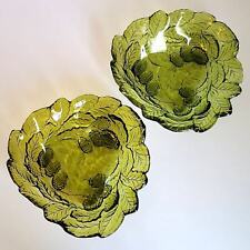 Vintage Indiana Glass Bowls Loganberry Green Candy Relish Bon Bon Dish 1970s   picture