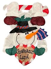 Snowmans Land Outdoor Flag Nylon Banner Yard Christmas Holiday Winter 3D Vintage picture