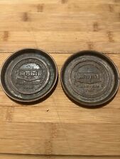 Set Of 2 Mobil 1956 N.E. Division Hyde Park Round Copper Coasters/ Ashtrays picture