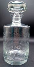 Vintage Blown Glass Cordial Decanter & Stopper Leaves Etched By American Cut picture