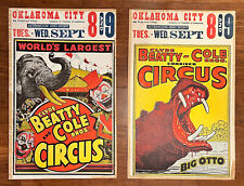 PAIR OF Vintage 1960's Clyde Beatty-Cole Bros. Circus Posters OKC 14