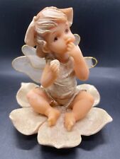 Angel Baby Bisque Porcelain Figurine on a Flower 4