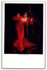 c1905 Pretty Woman Red Dress Lady In Scarlet Unposted Antique Postcard picture